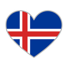 Obraz premium Iceland flag. Iceland love flag. Iceland flag in heart shape. Love symbol. Vector illustration