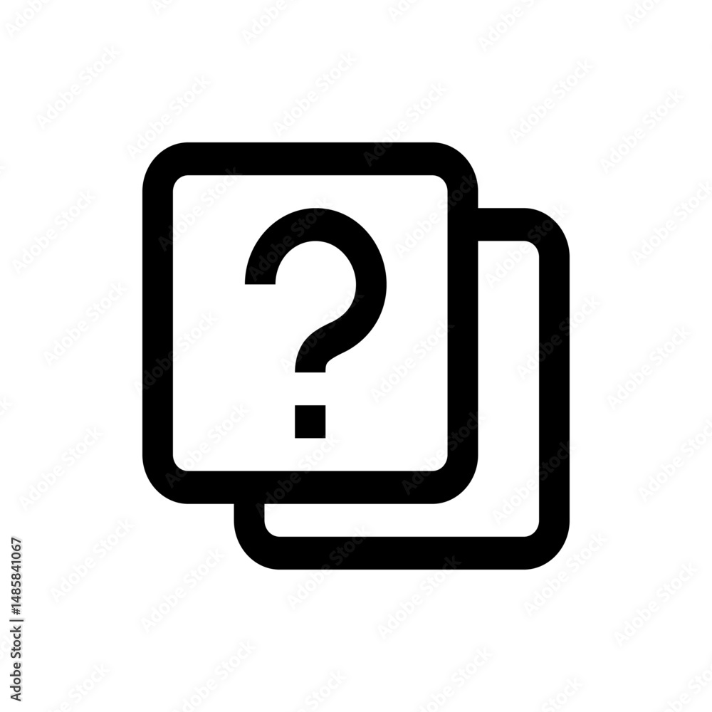 Poster two overlapping square icons with rounded corners and a question mark on the topmost square icon ima