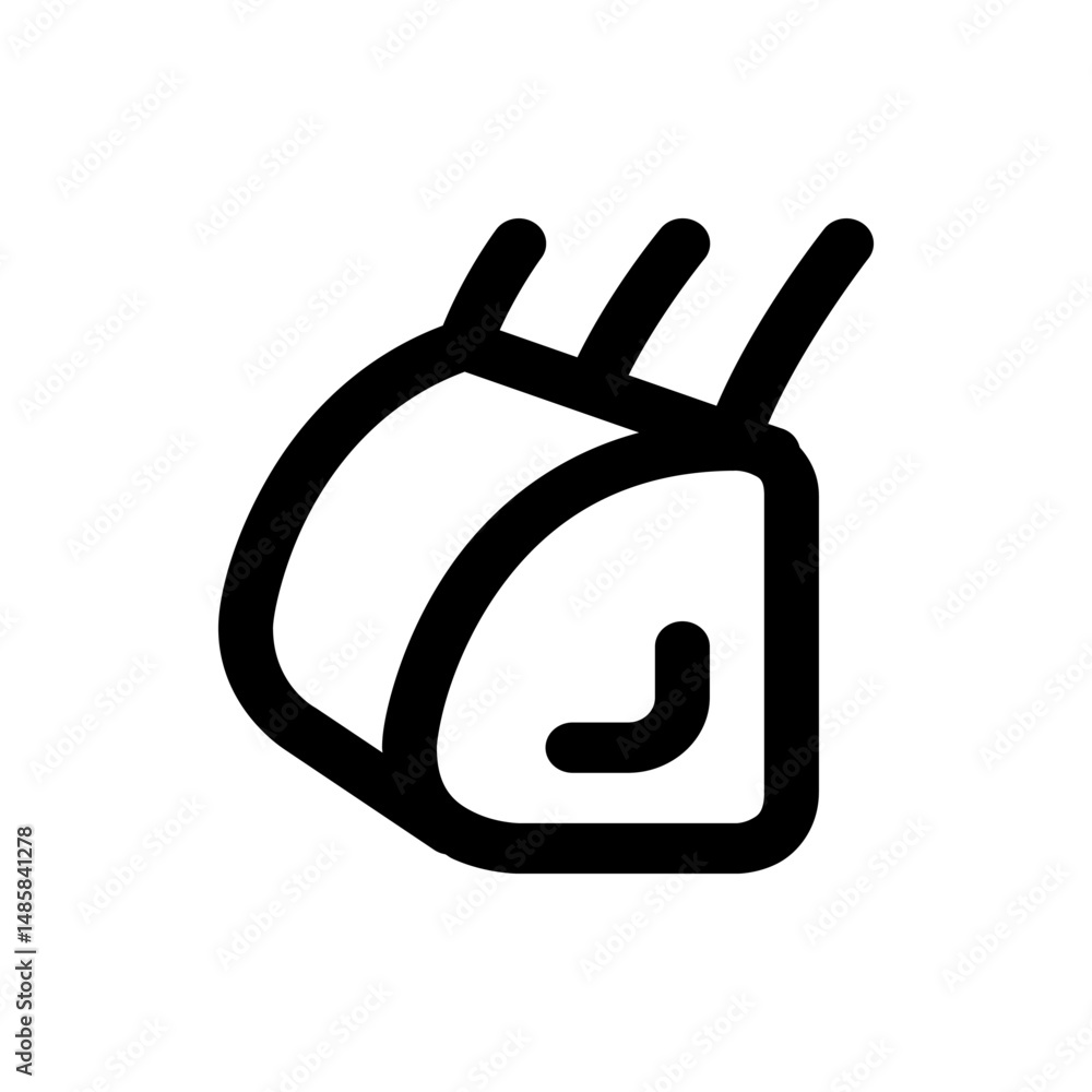 Poster illustration of a stylized rack of ribs with three bones and a curved rectangular meat portion outli