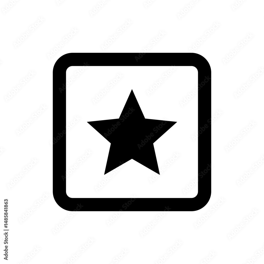 Poster black star inside a rounded corner square shape on a white background in a simple vector graphic sty