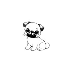 Cute pug vector Illustration in Flat Style