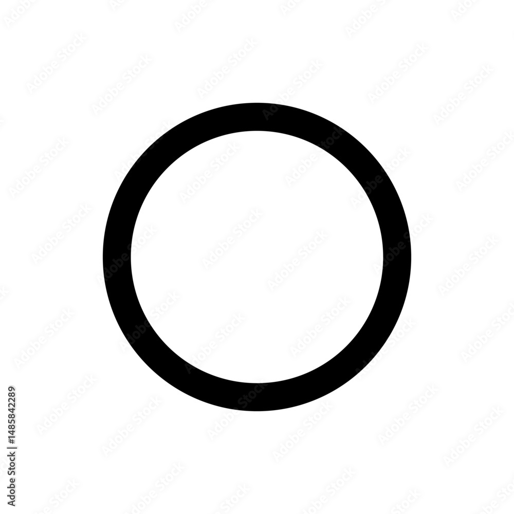 Poster a simple black circle with a thick outline centered on a white background in a minimalist design sty