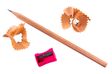 pencil and sharpener isolated on white, transparent background. high quality png image