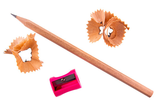 pencil and sharpener isolated on white, transparent background. high quality png image