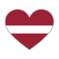 Latvia flag. Latvia love flag. Latvia flag in heart shape. Love symbol. Vector illustration