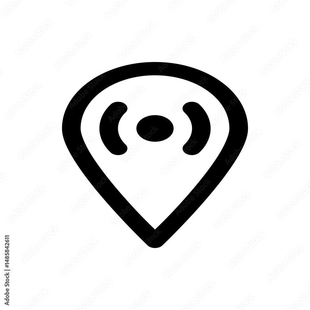 Poster black location pin icon with a wifi symbol inside indicating wireless hotspot or connected location 