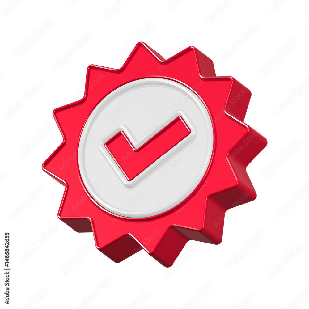Poster check mark approve icon check list 3d rendering