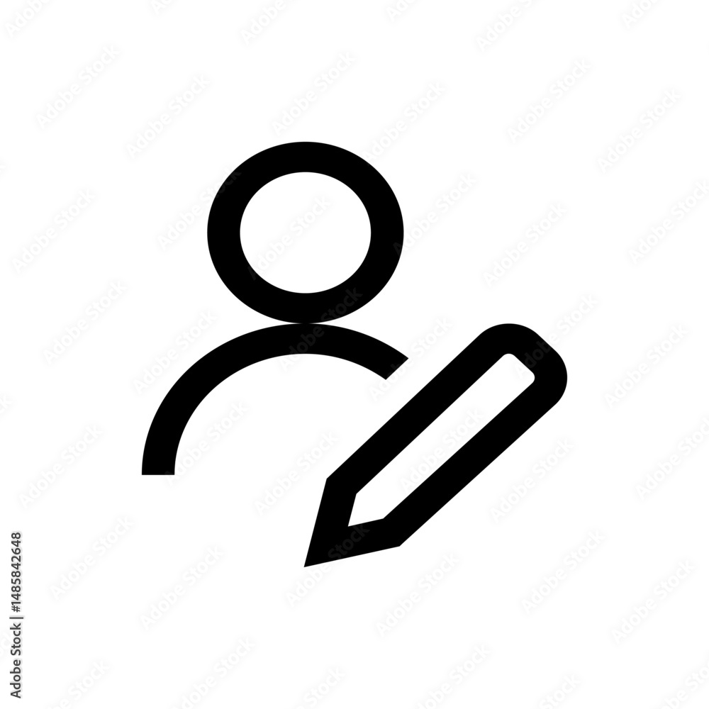 Aufkleber person icon with a pencil overlay representing user editing or profile modification functionality in
