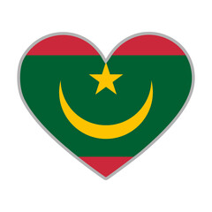 Mauritania flag. Mauritania love flag. Mauritania flag in heart shape. Love symbol. Vector illustration