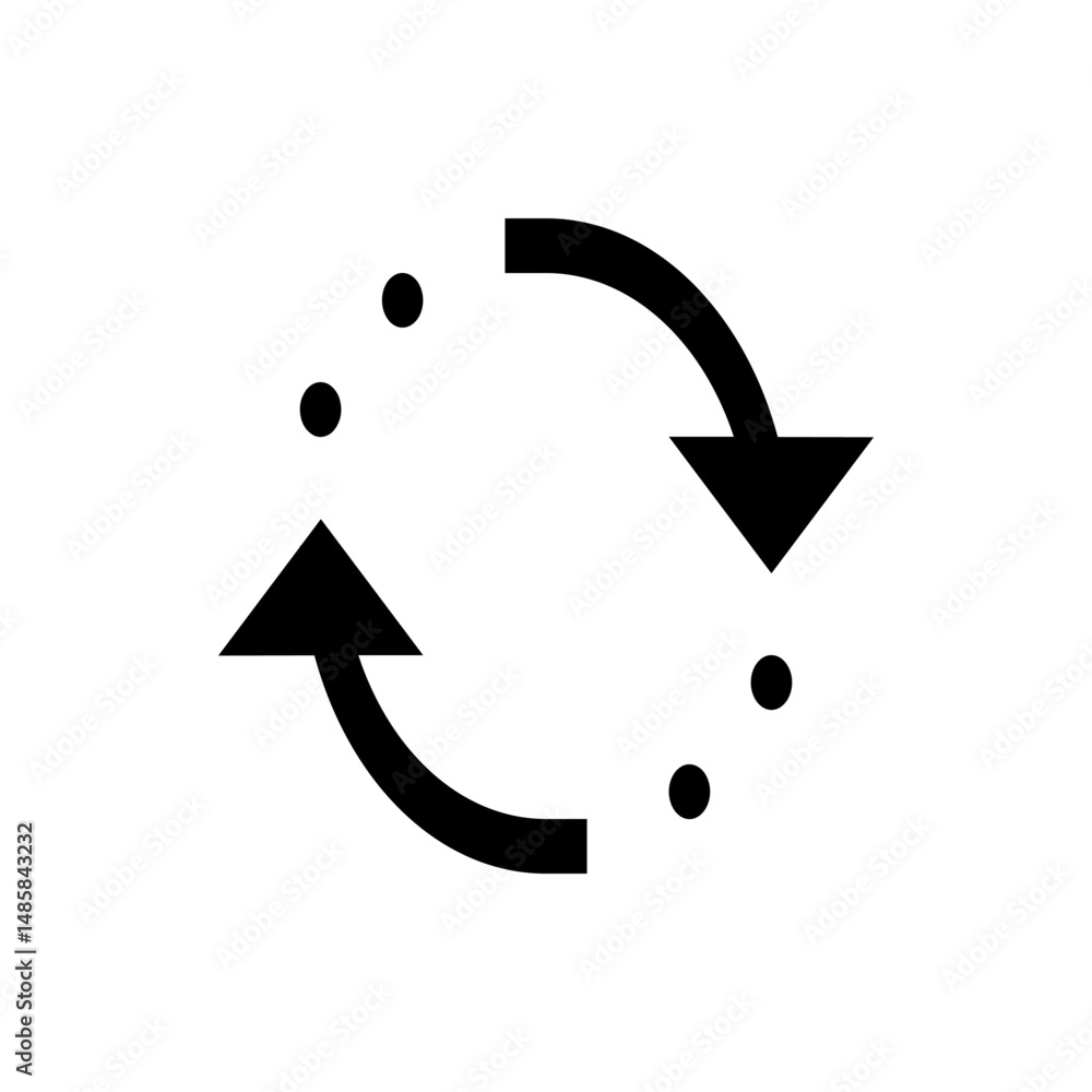 Poster black arrows forming a circular motion with interspersed dots indicating directional flow and moveme