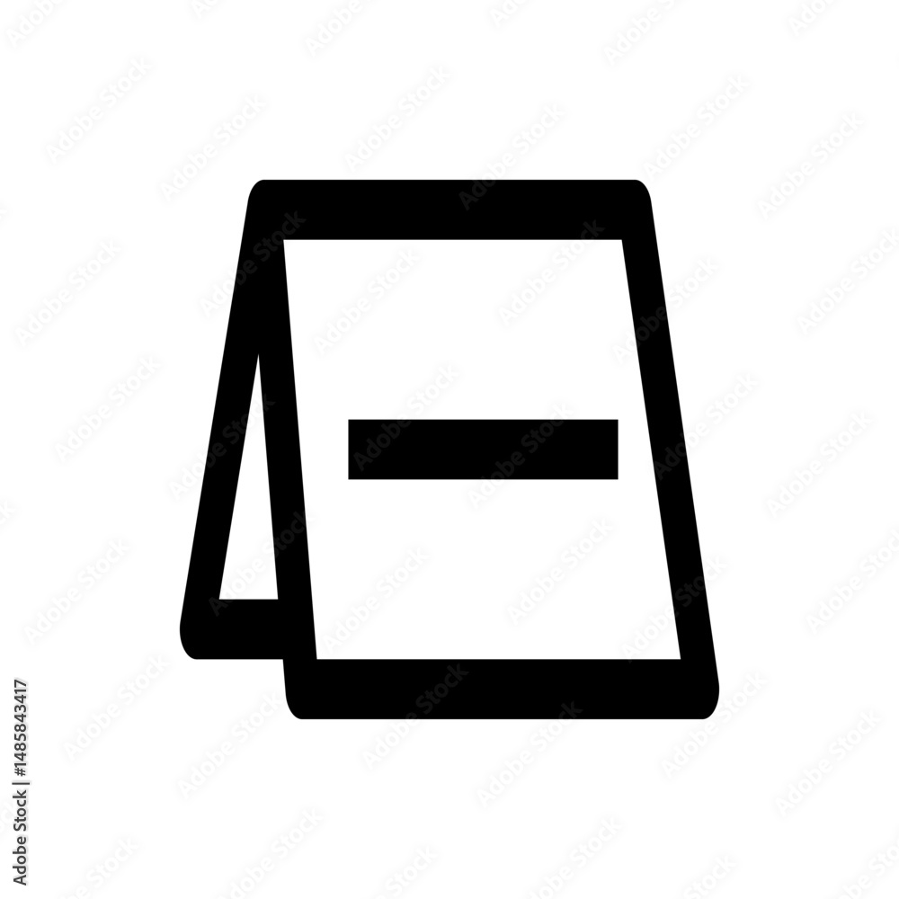 Poster illustration of a table tent card with a horizontal line in the center on a white background view si
