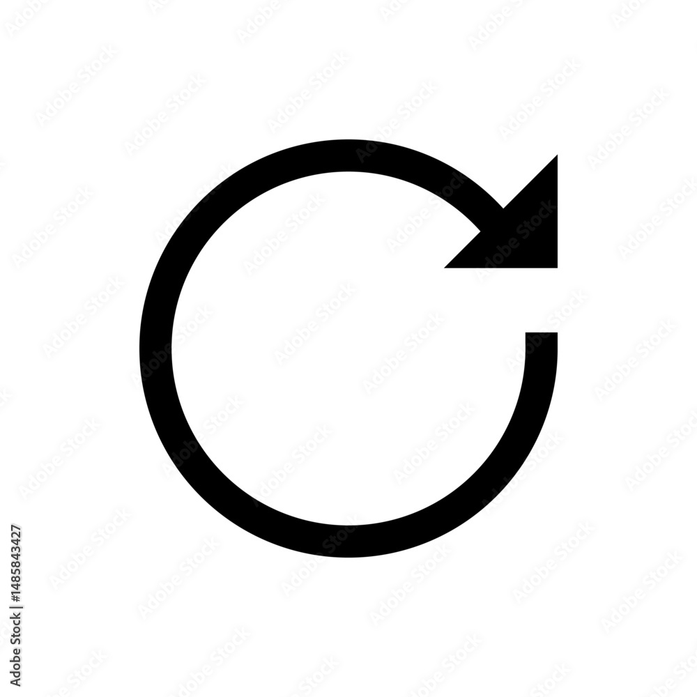Poster circular arrow pointing to the right indicating a refresh or reload action in a simple graphic desig