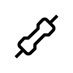 Illustration of a black resistor component with leads extending from each end on a white background
