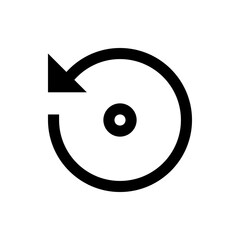 Circular arrow pointing left with a dot in the center representing a refresh or reload action icon 100