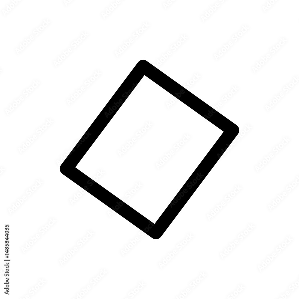 Poster black outlined rhombus shape with rounded corners isolated on a white background in a simple graphic