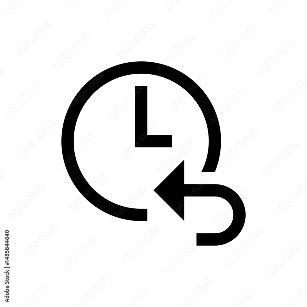 Poster clockwise arrow icon indicating time return or history with a circular clock face and arrow symbol