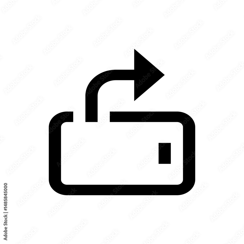 Poster black outline of a wallet with an arrow pointing out and to the right indicating a transaction flow