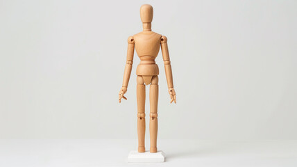 Articulated wooden mannequin for drawing, display, or posing. Flexible and lightweight.