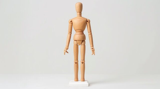 Articulated wooden mannequin for drawing, display, or posing. Flexible and lightweight.