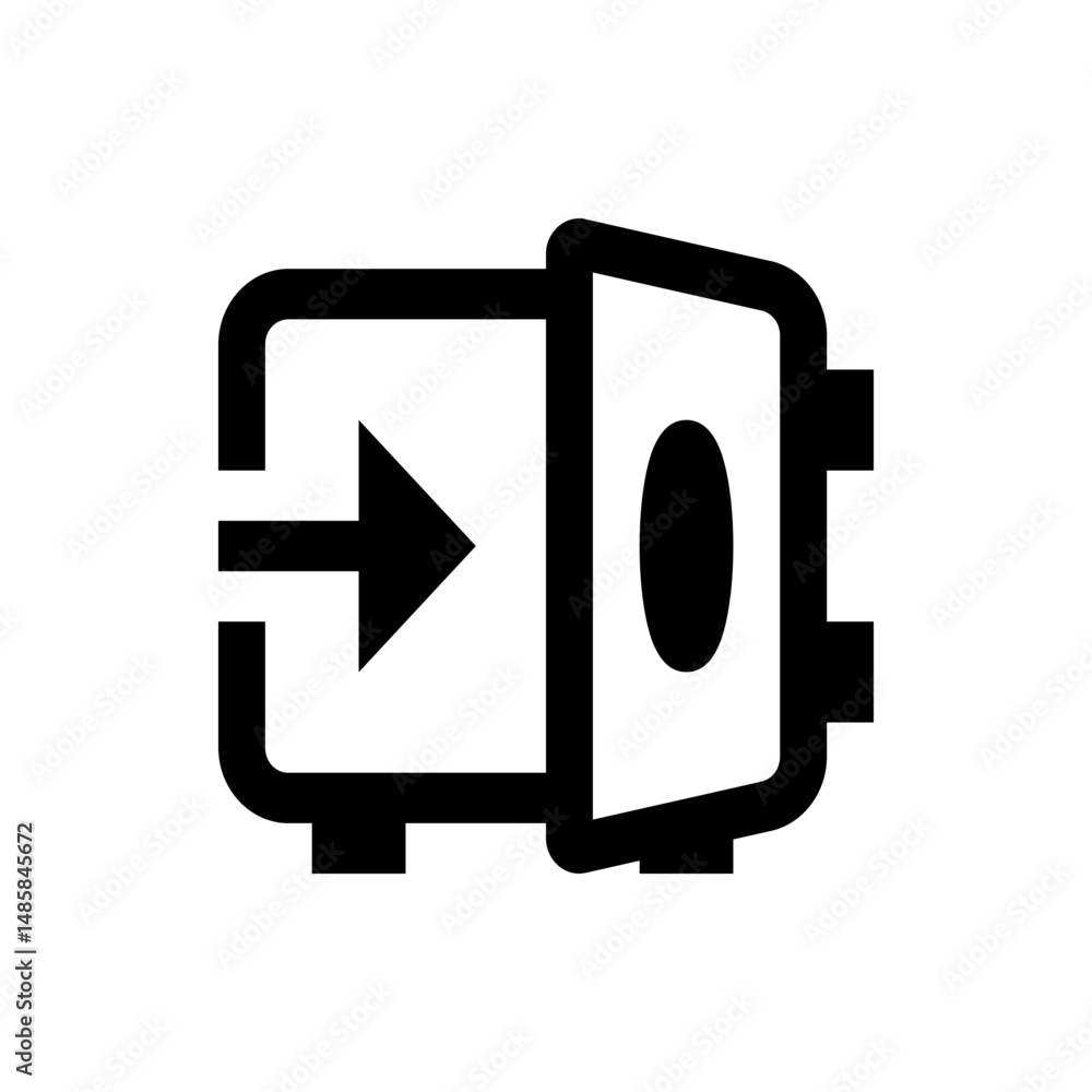 Poster open safe box with an arrow pointing inside indicating money or valuables are being deposited inside