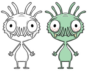 Monster Illustration, Ausmalbild, Ausmalen