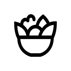 Outline drawing of a bowl filled with salad and greens with a simple and clean design style image