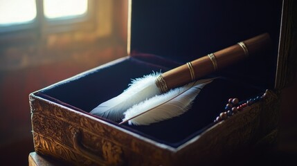 Fototapeta premium Sacred items nestled in ornate box