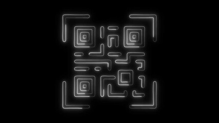 Neon Qr Code icon isolated on black background HD Video motion graphic animation - Powered by Adobe