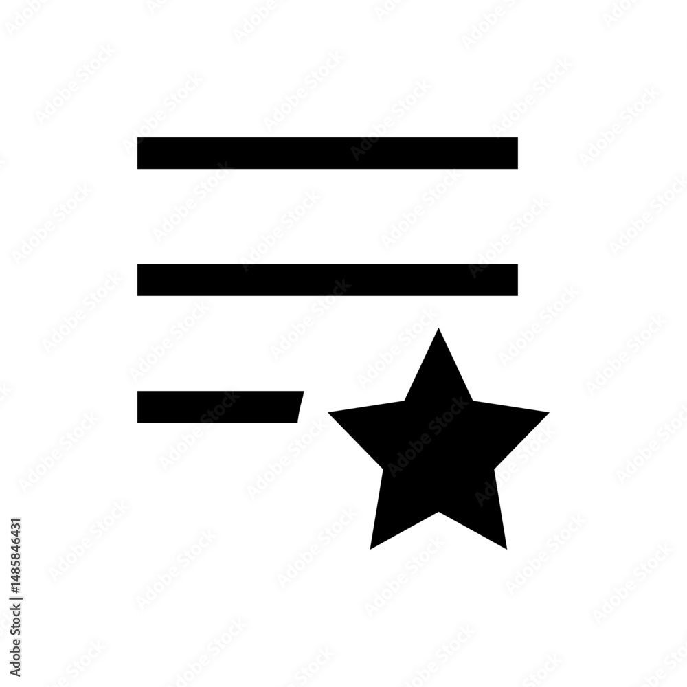 Poster three horizontal lines with varying lengths and a star icon on a white background displayed clearly