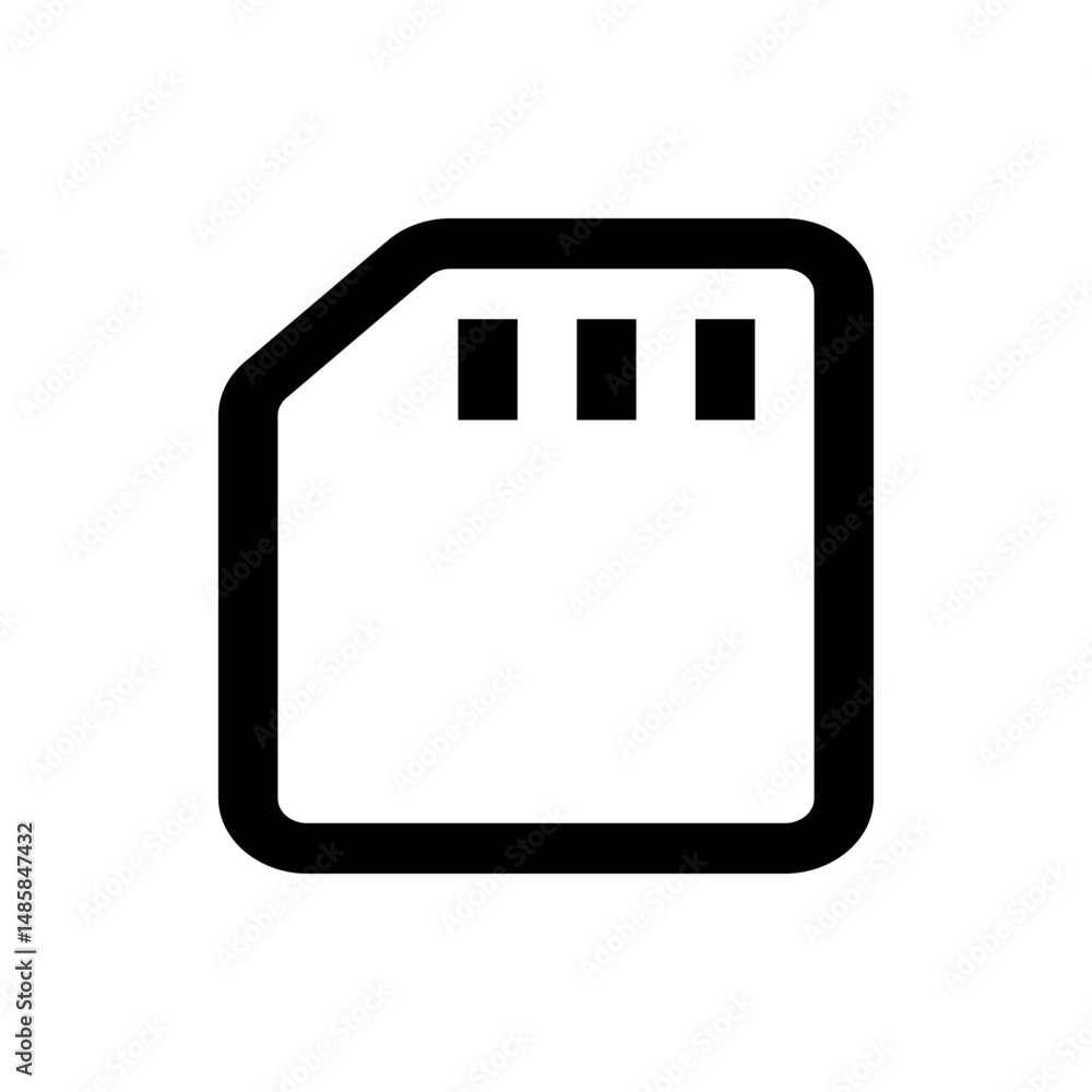Poster illustration of a simple memory card icon with three rectangles at the top and rounded edges design 