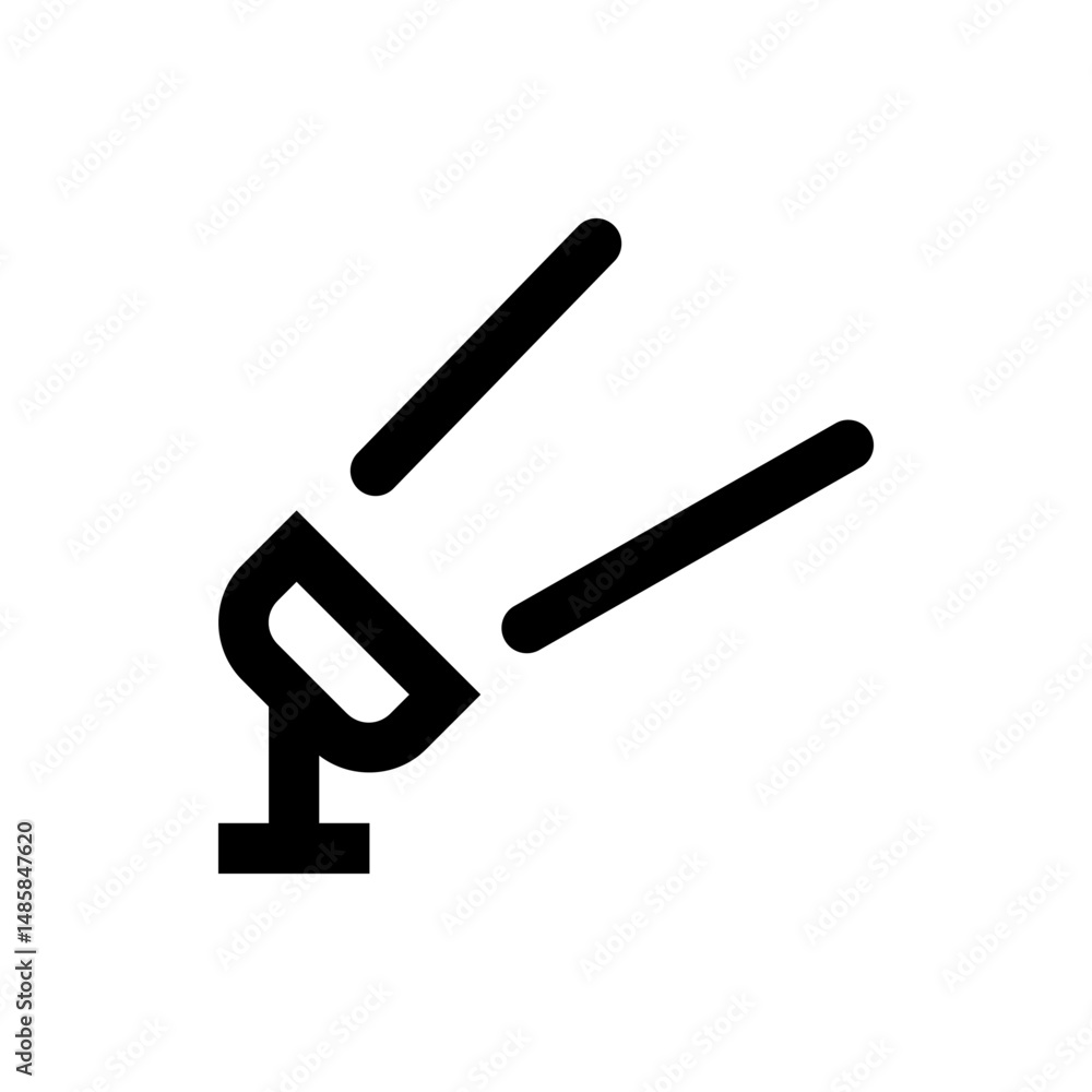 Poster illustration of a stage light with two beams emanating from a base on a white background design elem