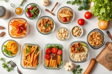 Assorted Healthy Meals in Glass Containers