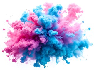 Smoke colorful bright explosion on a white background