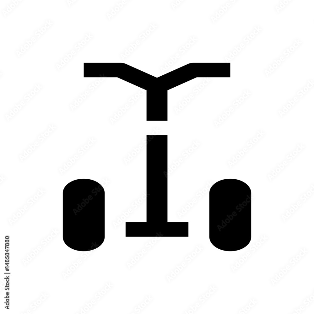 Poster illustration of a self balancing scooter with a handlebar and two wheels in a minimalist style icon