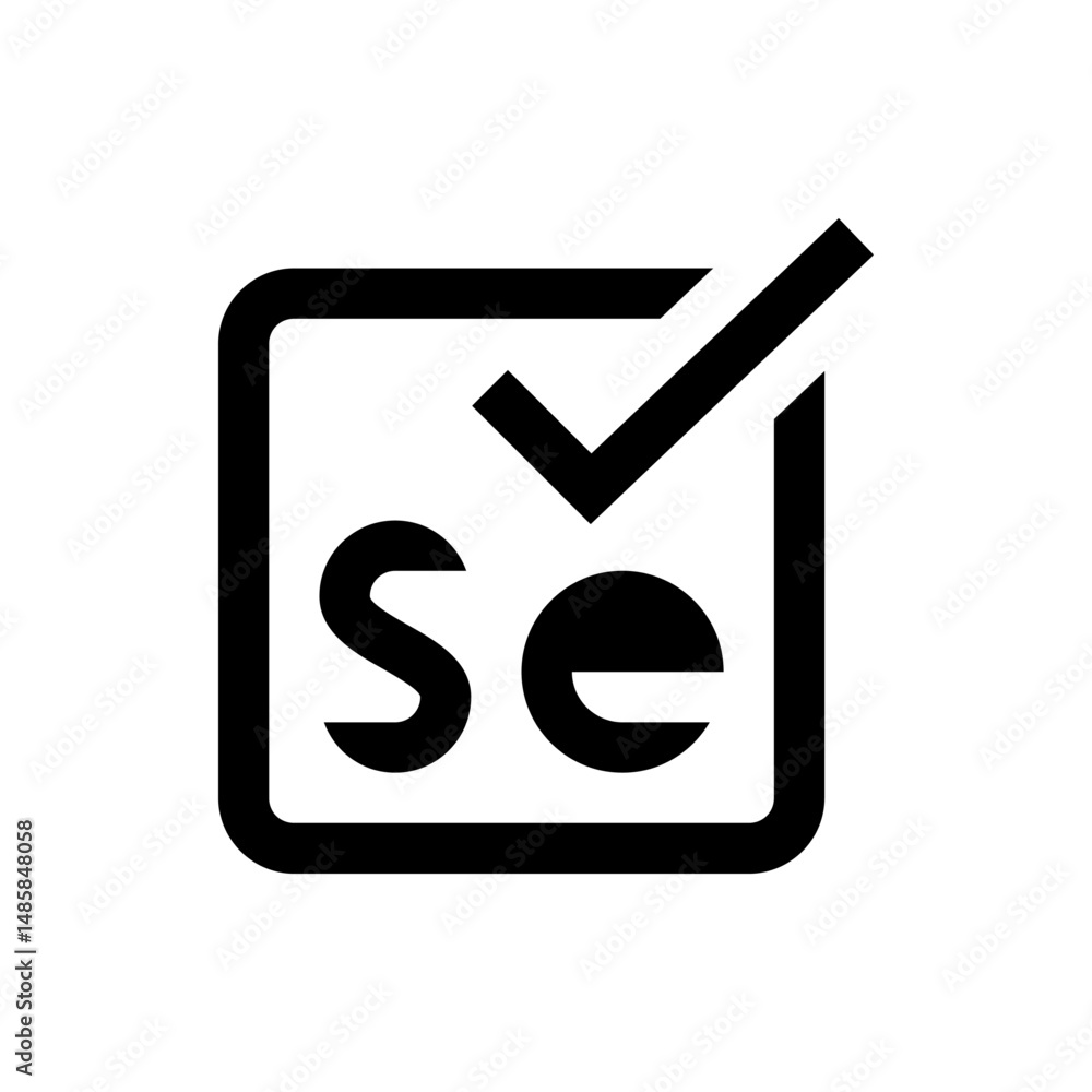 Aufkleber black square outline containing the letters se with a check mark in the upper right corner of the sq