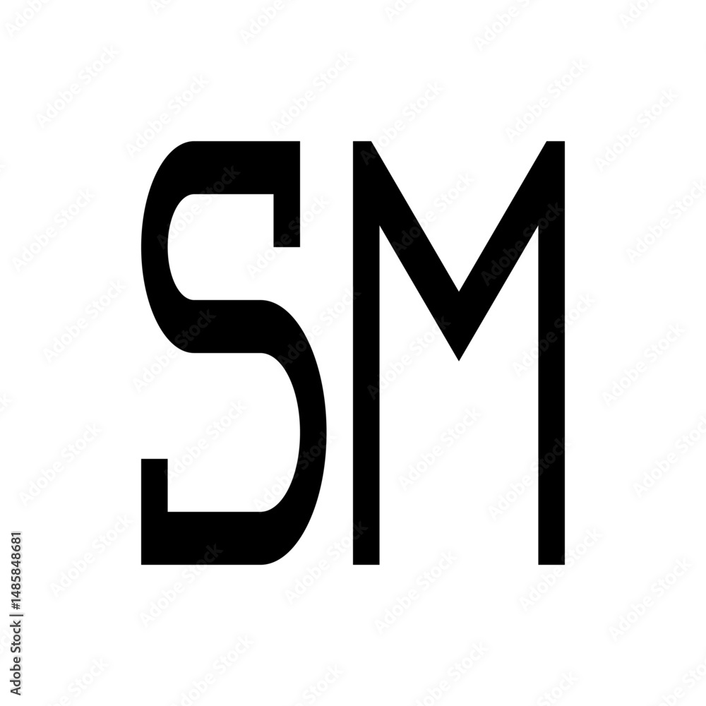 Poster illustration of the letters s and m in bold black font displayed side by side on a plain white backg