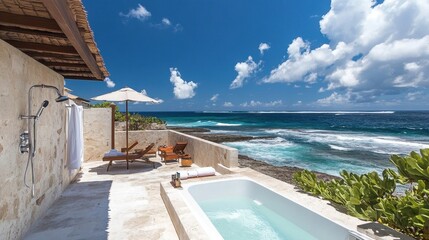 Fototapeta premium luxurious oceanfront villa with private plunge pool