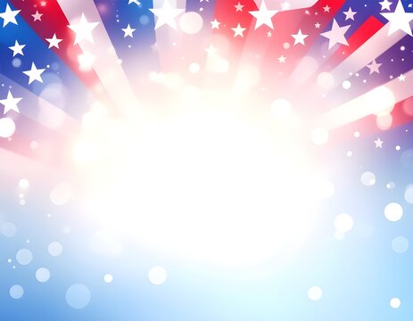 Red White and Blue Bokeh Background with Glowing Dots for Memorial Day and Patriotic Design