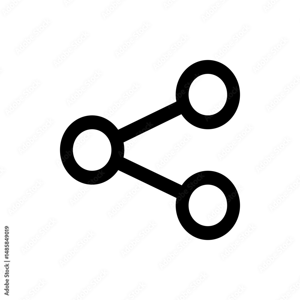 Poster a simple black share icon with three circles connected by lines on a plain white background image vi
