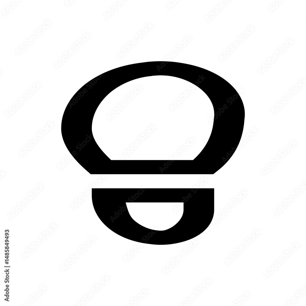 Poster illustration of a single black footprint with a distinct heel and toe shape on a white background vi