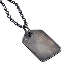 Military dog tags with chain. Isolated white background. Png format