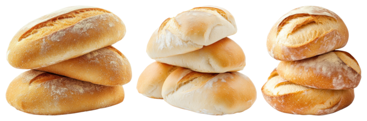 PNG Freshly baked bread rolls, element set on transparent background