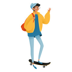 Happy guy skateboard character © Vexels