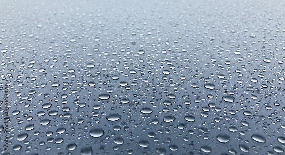 Poster close-up of water droplets on a smooth surface abstract texture background