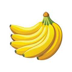Bunch of bananas vector illustration. Yellow tropical fruit cluster isolated on white. Fresh ripe banana bundle artwork.

