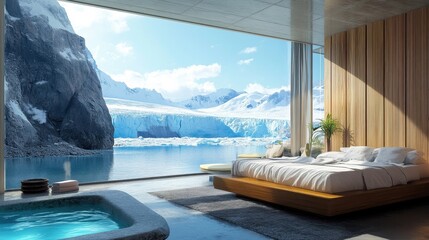 luxurious arctic suite with stunning glacier view