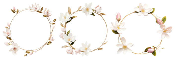 PNG Elegant floral wreath designs, element set on transparent background
