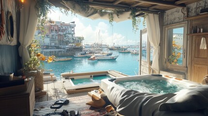 luxurious waterfront hot tub getaway