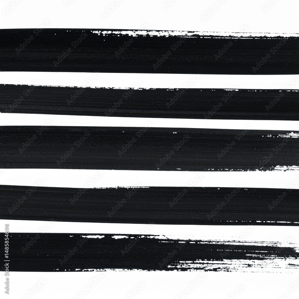 Poster dynamic black paint strokes create an abstract design on a crisp white background, showcasing a stri