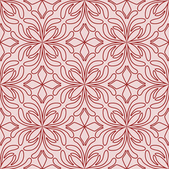 Fototapeta premium Seamless Classic Damask Floral Line Art Pattern for Wallpaper, Textile, Packaging, and Background. Vector Design